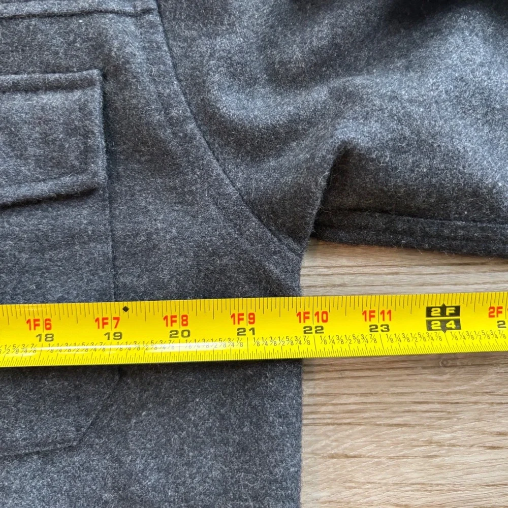 Tommy Hilfiger Mens Wool Blend Shirt Jacket Charcoal Gray Elbow Patch Medium